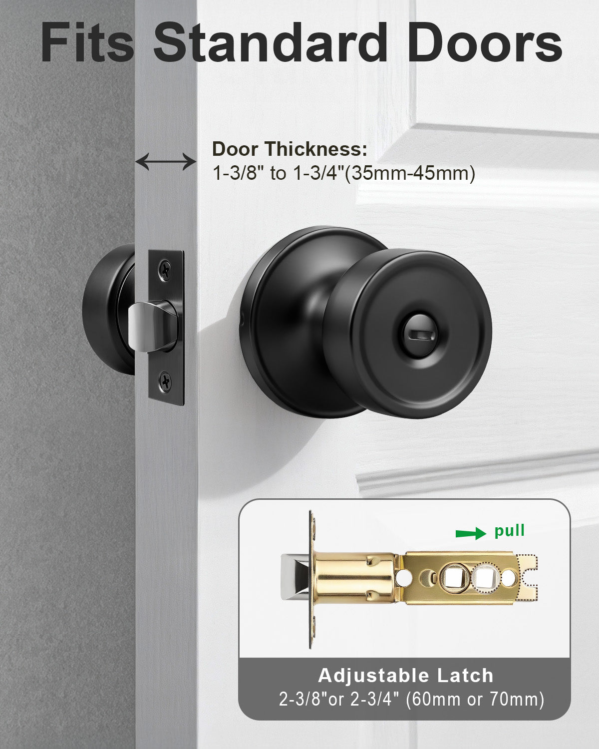 KNOBWELL 1 Pack Gold Door Knobs Interior, Privacy Door Knob for Bedroom or Bathroom, Heavy Duty Zinc-Alloy Privacy Door Knob, Gold Interior Door Knobs with Emergency Unlock