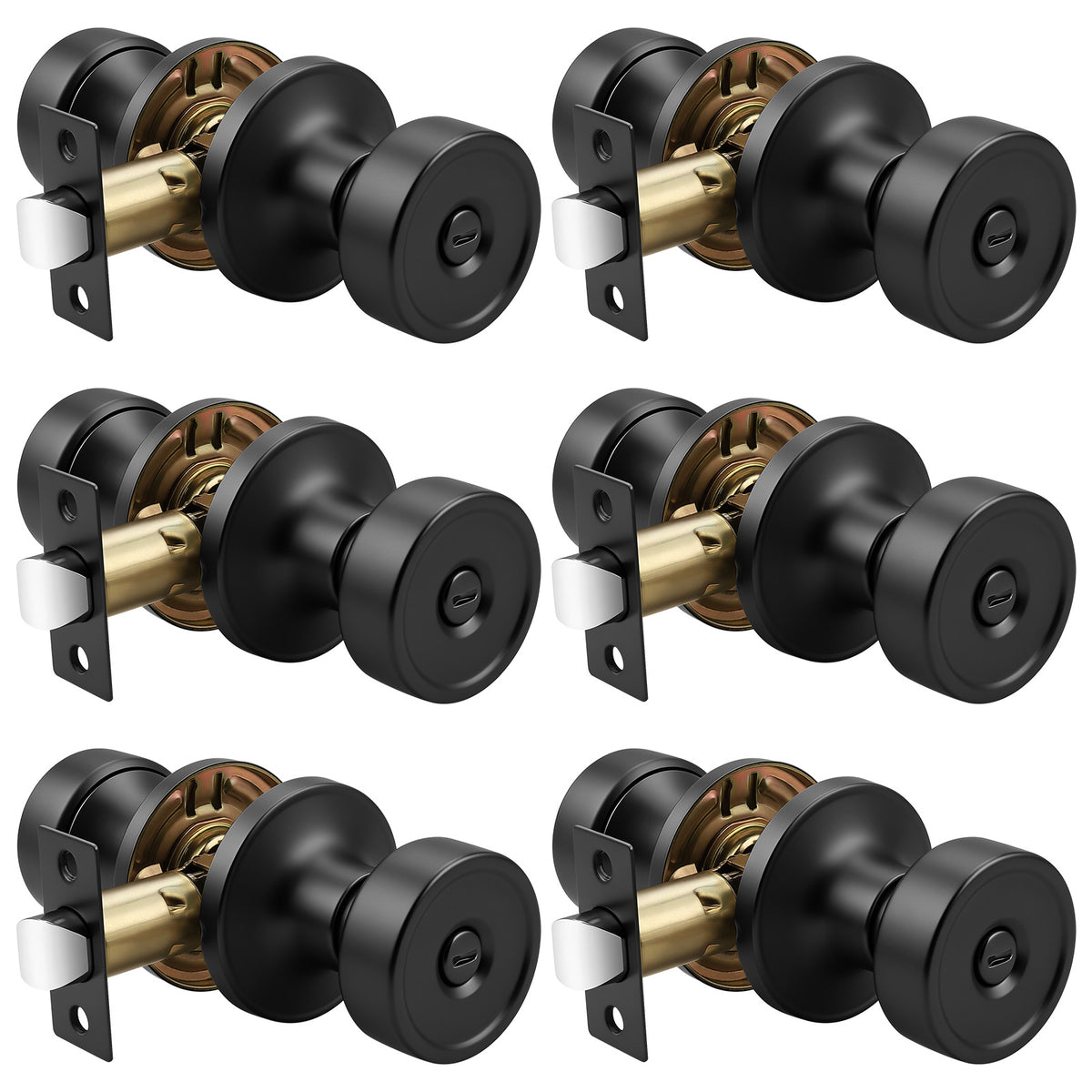 KNOBWELL 1 Pack Gold Door Knobs Interior, Privacy Door Knob for Bedroom or Bathroom, Heavy Duty Zinc-Alloy Privacy Door Knob, Gold Interior Door Knobs with Emergency Unlock
