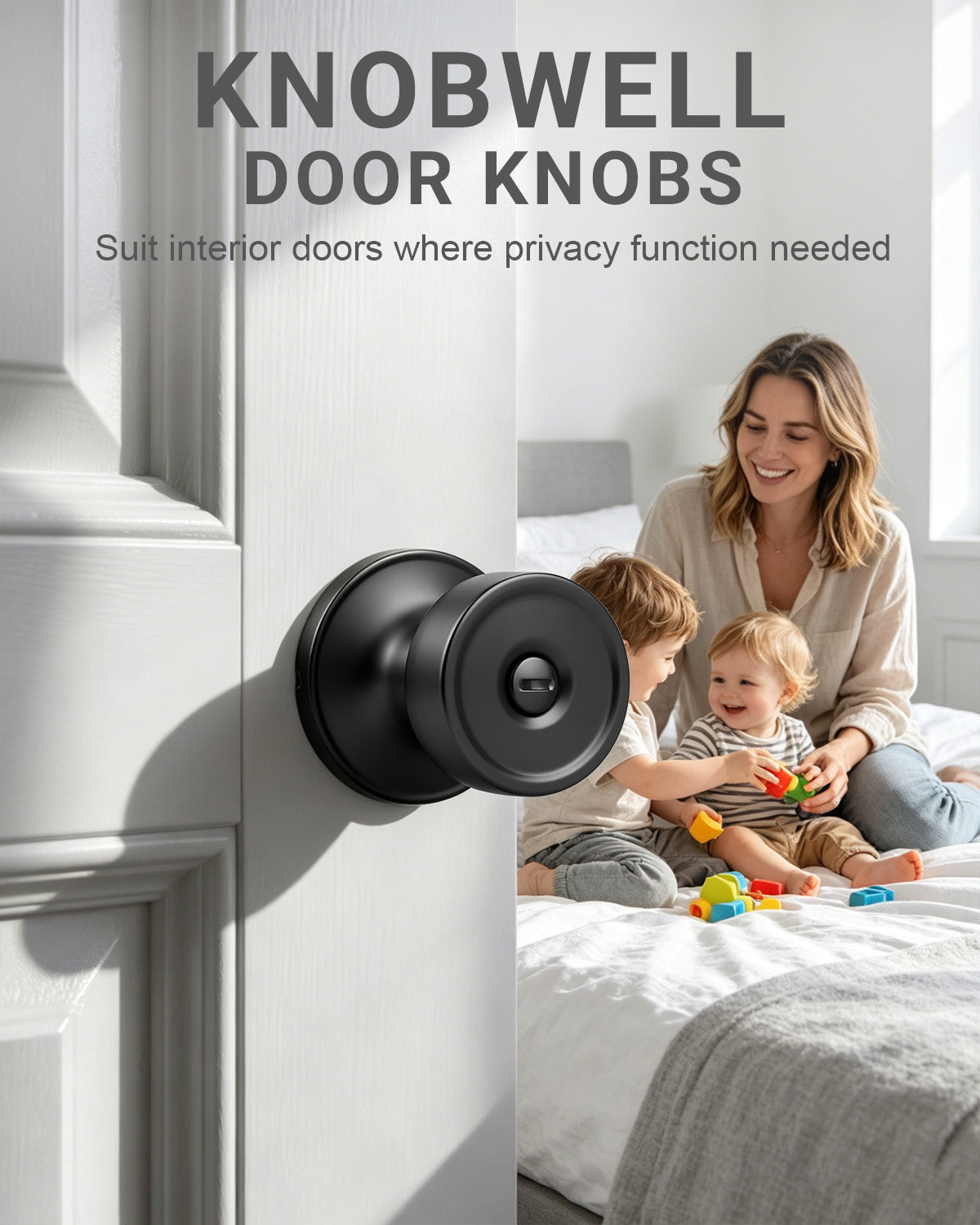 KNOBWELL 1 Pack Gold Door Knobs Interior, Privacy Door Knob for Bedroom or Bathroom, Heavy Duty Zinc-Alloy Privacy Door Knob, Gold Interior Door Knobs with Emergency Unlock