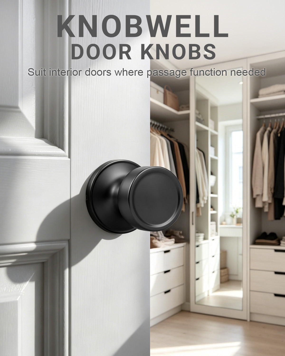 KNOBWELL 1 Pack Gold Door Knobs Interior, Privacy Door Knob for Bedroom or Bathroom, Heavy Duty Zinc-Alloy Privacy Door Knob, Gold Interior Door Knobs with Emergency Unlock