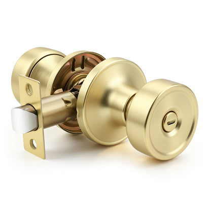KNOBWELL 1 Pack Gold Door Knobs Interior, Privacy Door Knob for Bedroom or Bathroom, Heavy Duty Zinc-Alloy Privacy Door Knob, Gold Interior Door Knobs with Emergency Unlock