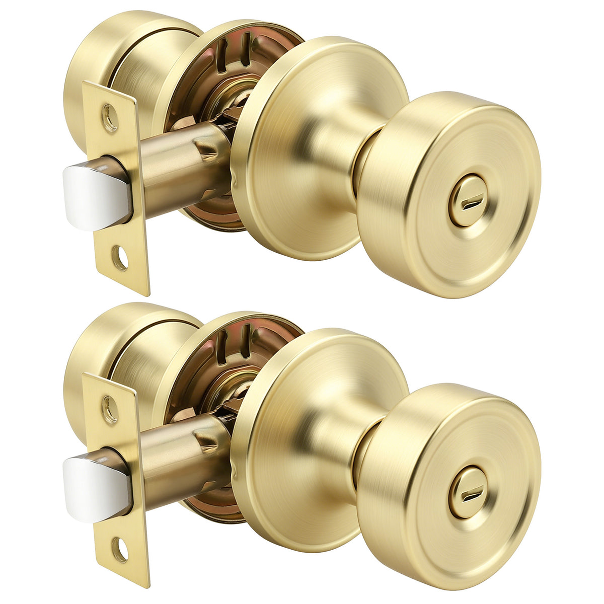 KNOBWELL 1 Pack Gold Door Knobs Interior, Privacy Door Knob for Bedroom or Bathroom, Heavy Duty Zinc-Alloy Privacy Door Knob, Gold Interior Door Knobs with Emergency Unlock