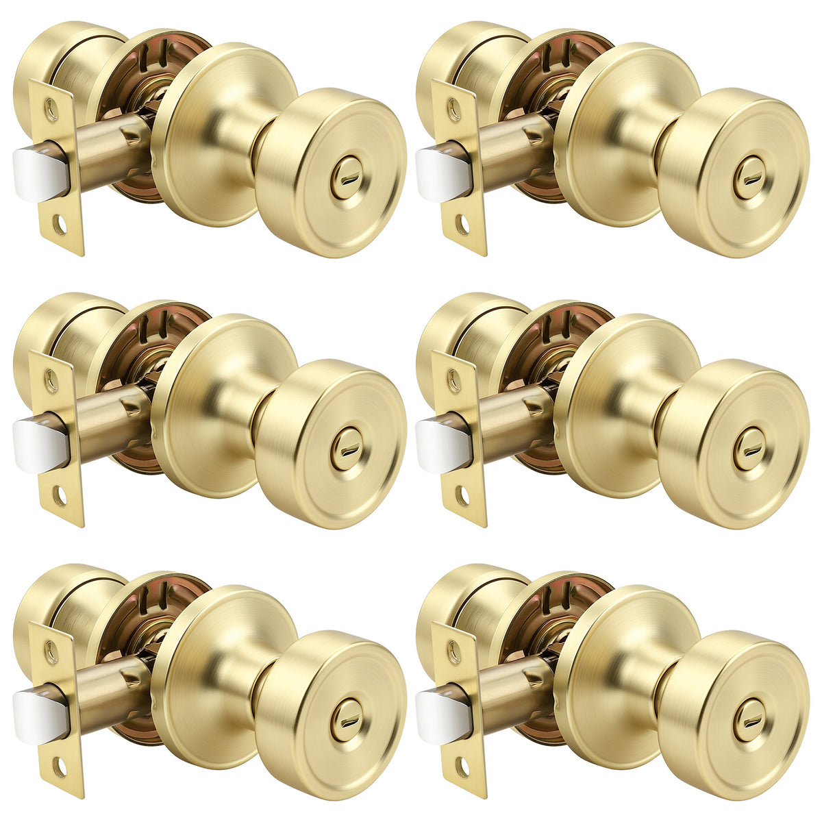 KNOBWELL 1 Pack Gold Door Knobs Interior, Privacy Door Knob for Bedroom or Bathroom, Heavy Duty Zinc-Alloy Privacy Door Knob, Gold Interior Door Knobs with Emergency Unlock