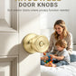 KNOBWELL 1 Pack Gold Door Knobs Interior, Privacy Door Knob for Bedroom or Bathroom, Heavy Duty Zinc-Alloy Privacy Door Knob, Gold Interior Door Knobs with Emergency Unlock