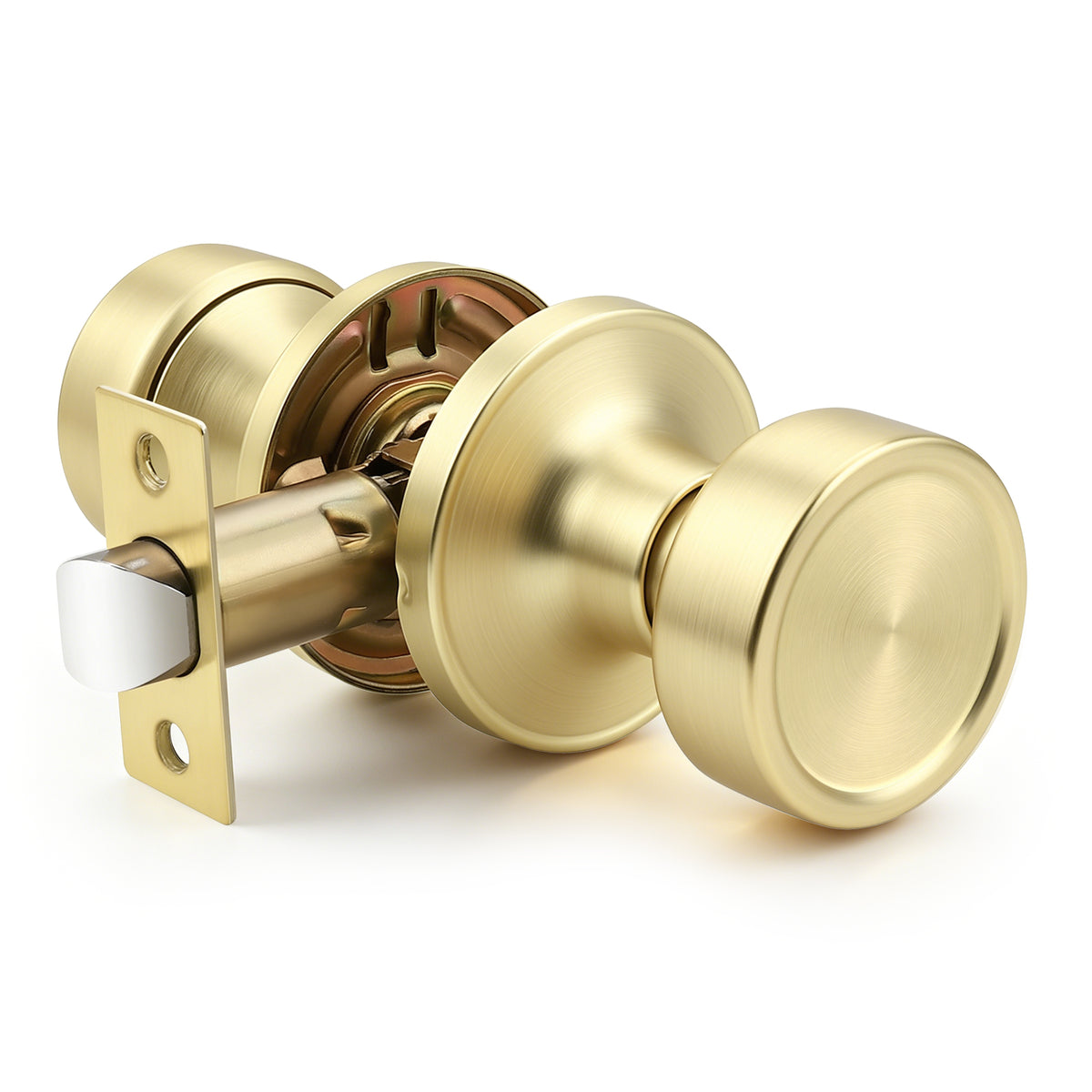 KNOBWELL 1 Pack Gold Door Knobs Interior, Privacy Door Knob for Bedroom or Bathroom, Heavy Duty Zinc-Alloy Privacy Door Knob, Gold Interior Door Knobs with Emergency Unlock