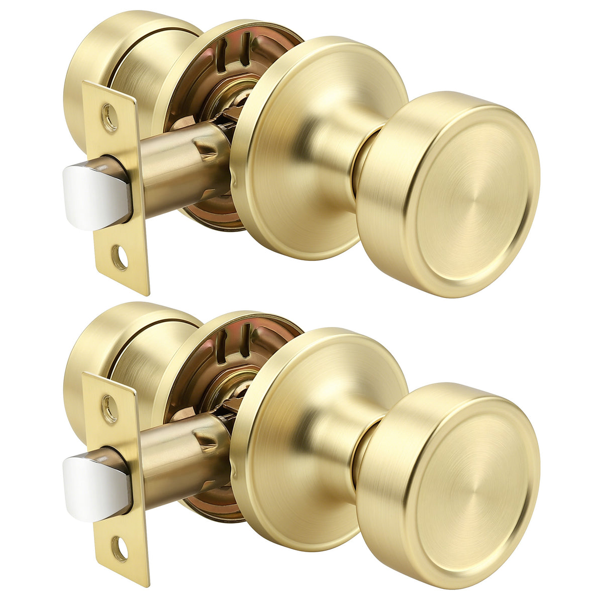 KNOBWELL 1 Pack Gold Door Knobs Interior, Privacy Door Knob for Bedroom or Bathroom, Heavy Duty Zinc-Alloy Privacy Door Knob, Gold Interior Door Knobs with Emergency Unlock