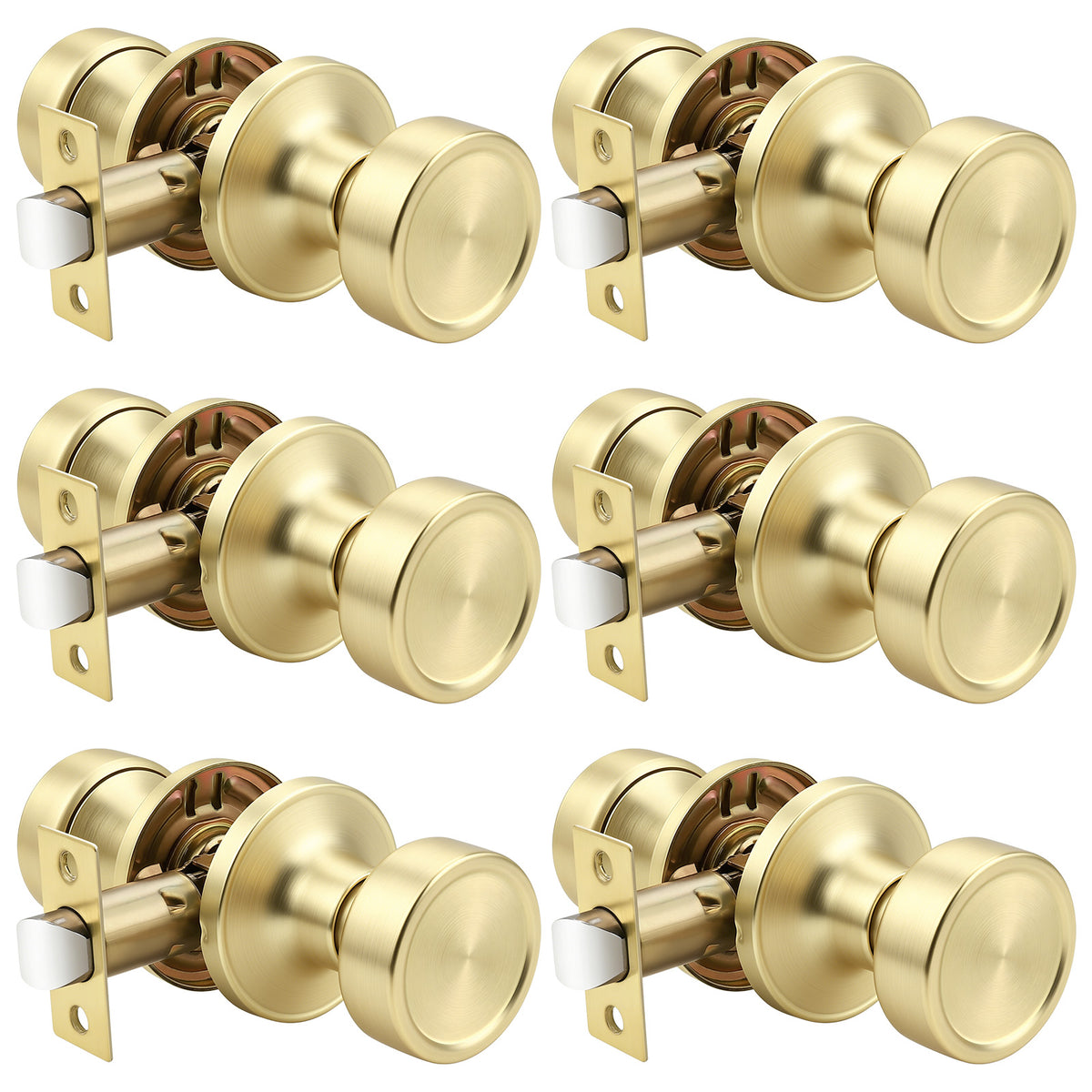 KNOBWELL 1 Pack Gold Door Knobs Interior, Privacy Door Knob for Bedroom or Bathroom, Heavy Duty Zinc-Alloy Privacy Door Knob, Gold Interior Door Knobs with Emergency Unlock