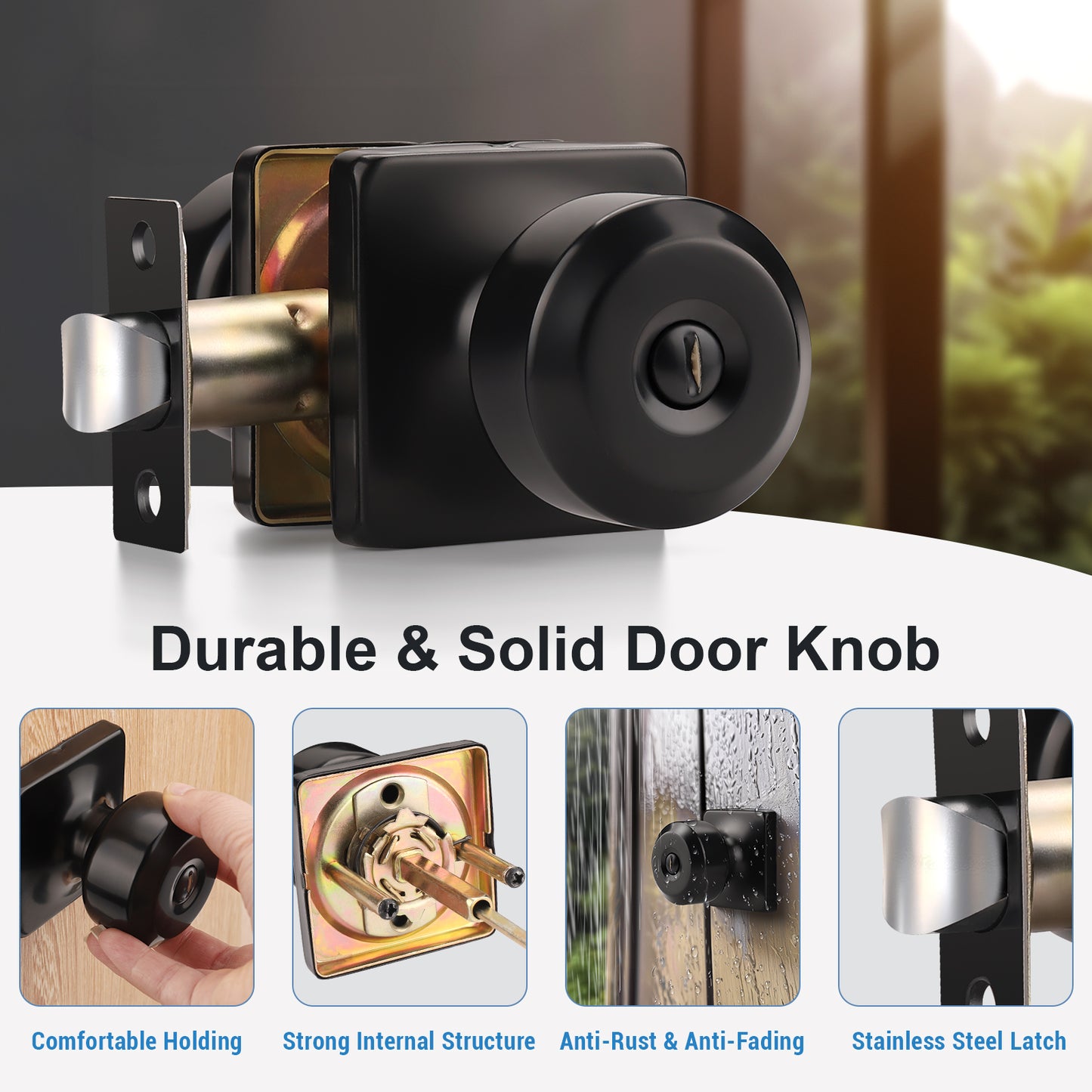 KNOBWELL Modern Square Interior Door Knobs-All Function