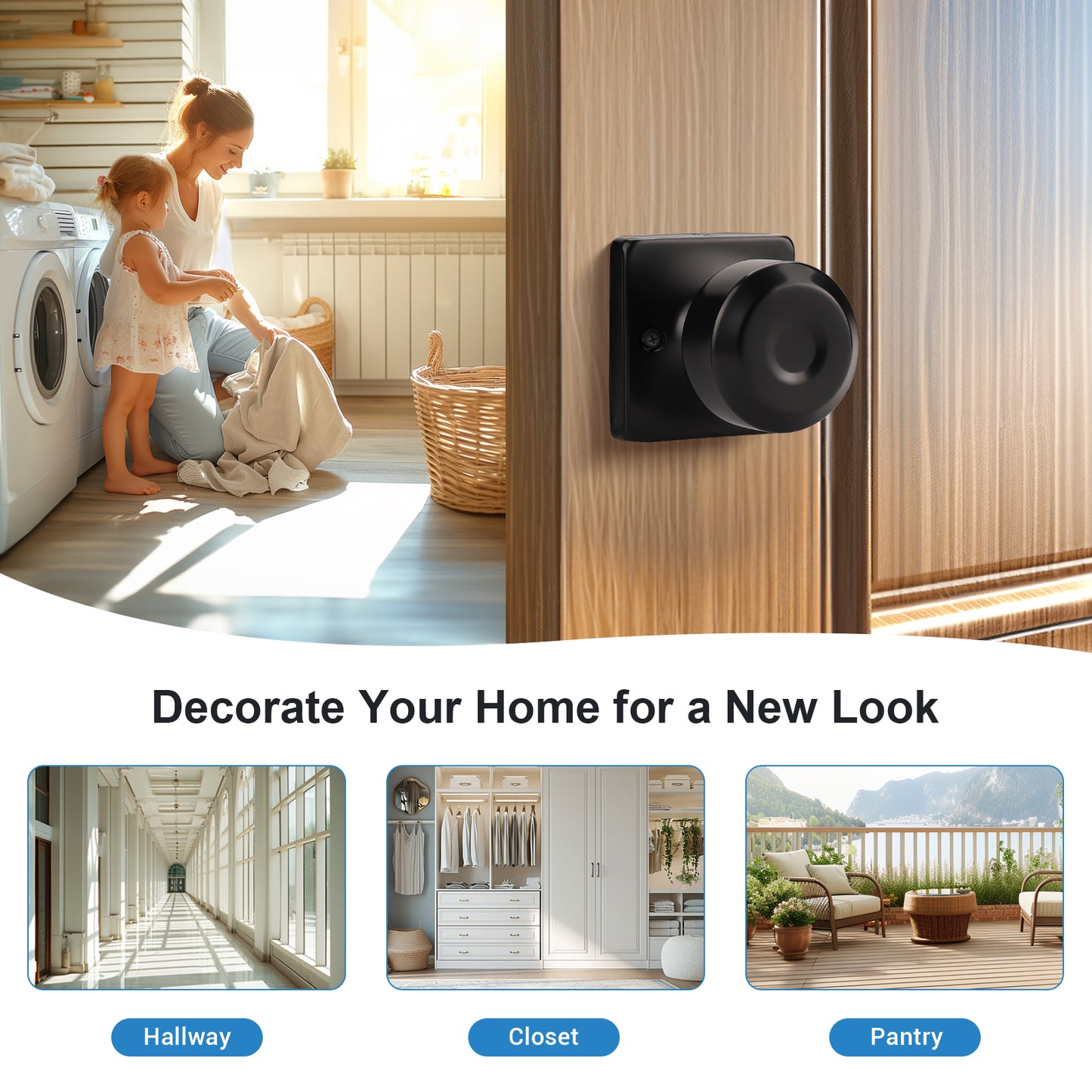 KNOBWELL Modern Square Interior Door Knobs-All Function