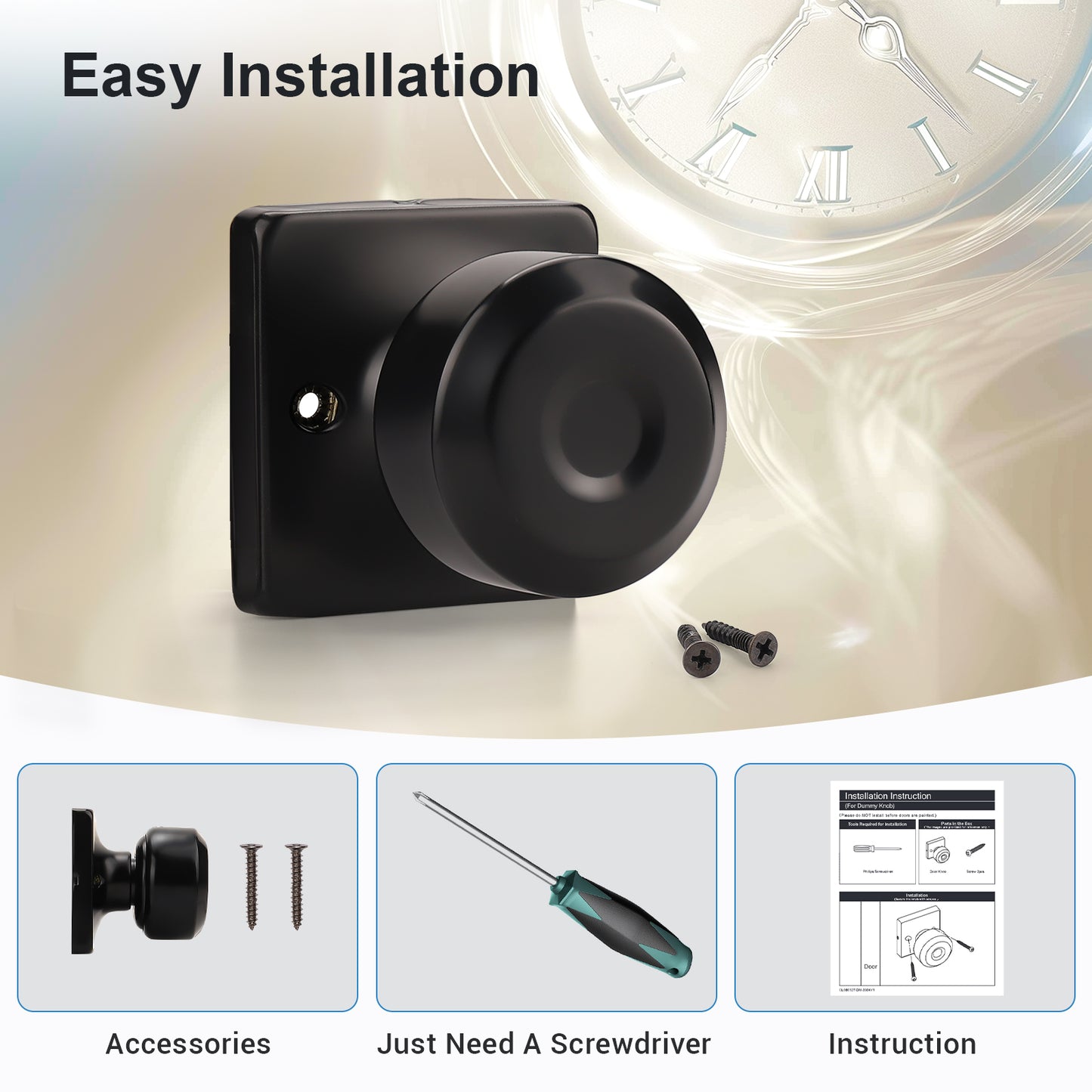 KNOBWELL Modern Square Interior Door Knobs-All Function