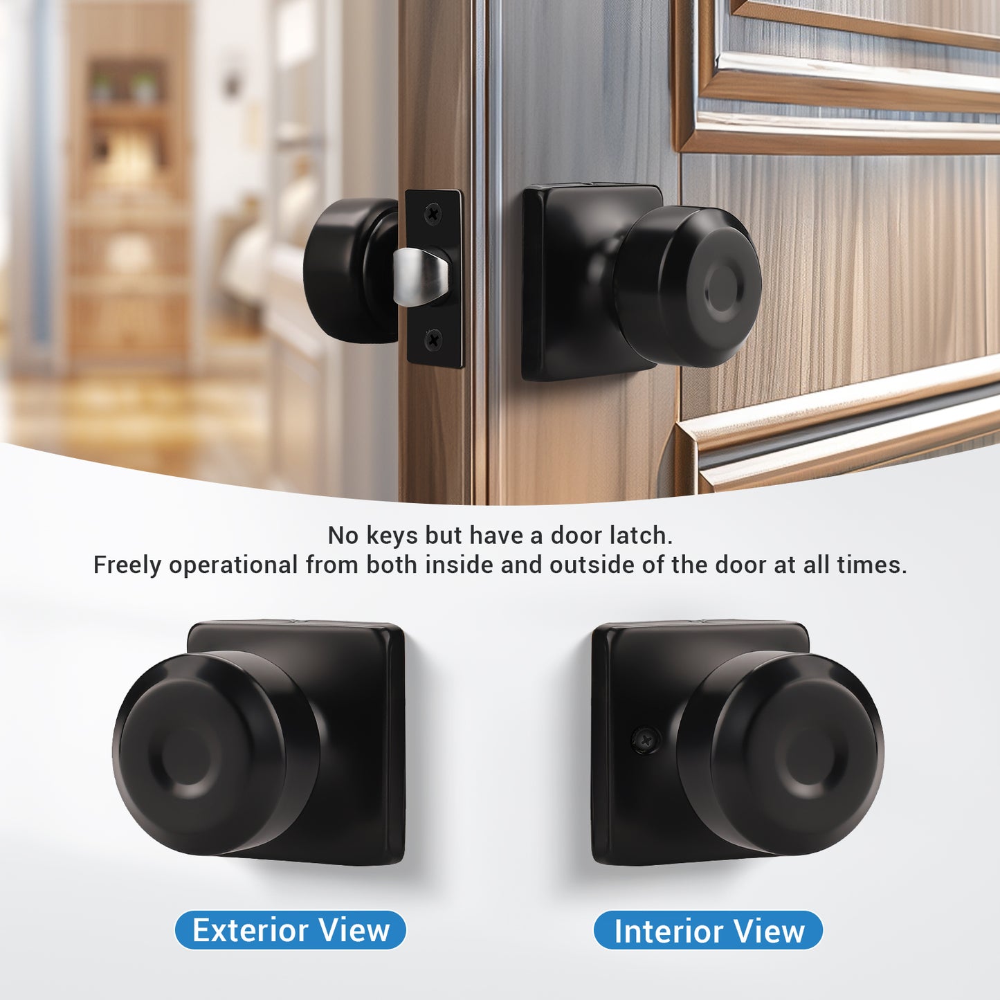 KNOBWELL Modern Square Interior Door Knobs-All Function