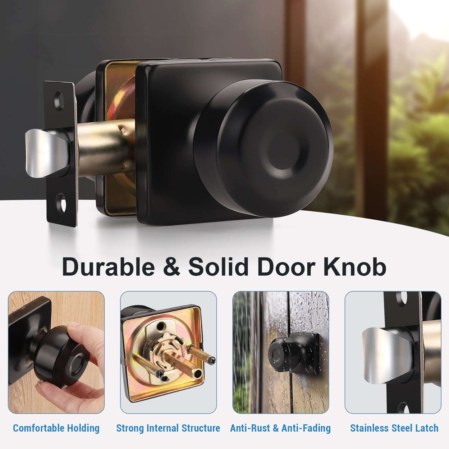 KNOBWELL Modern Square Interior Door Knobs-All Function