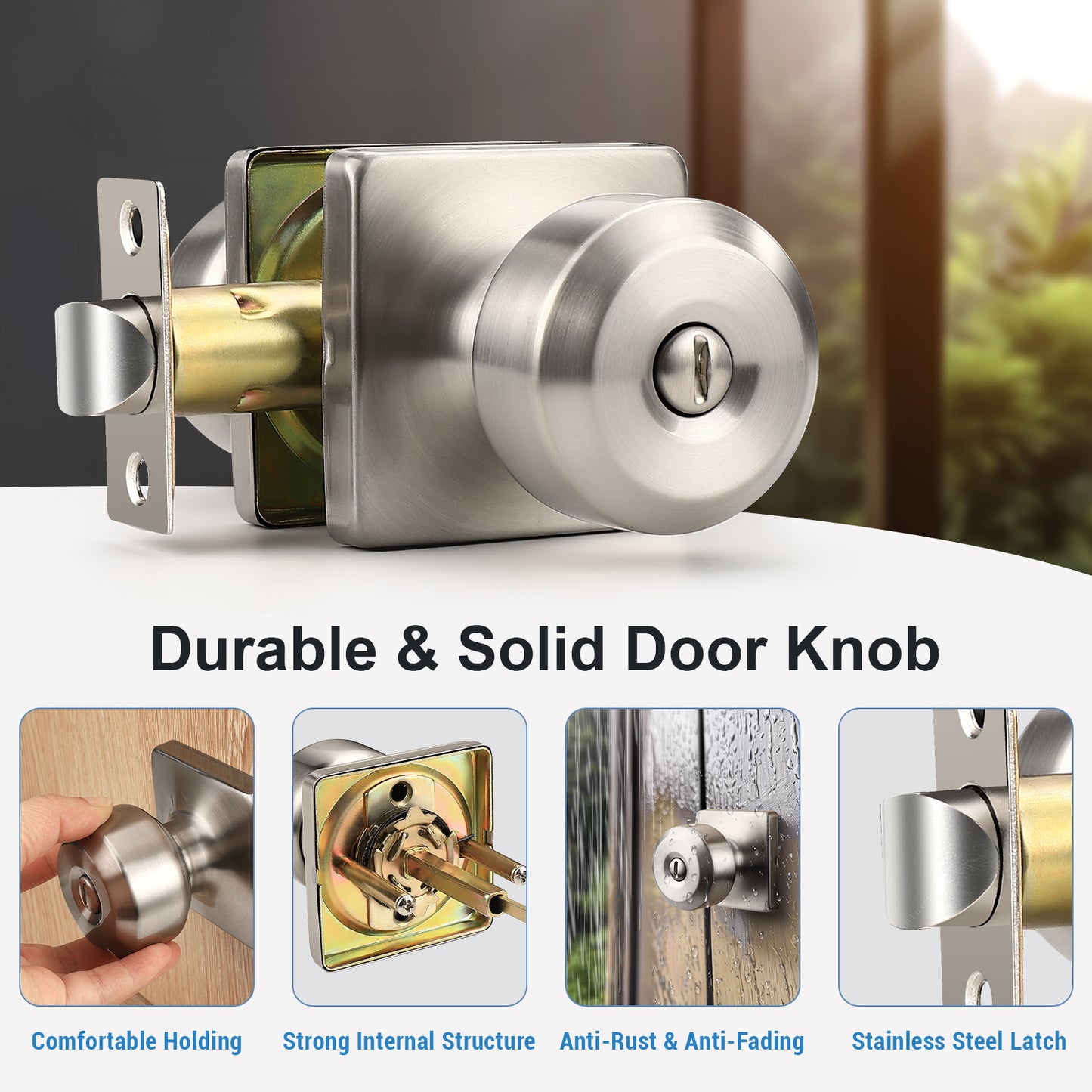 KNOBWELL Modern Square Interior Door Knobs-All Function
