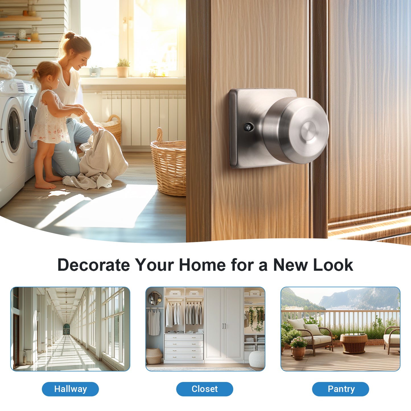 KNOBWELL Modern Square Interior Door Knobs-All Function