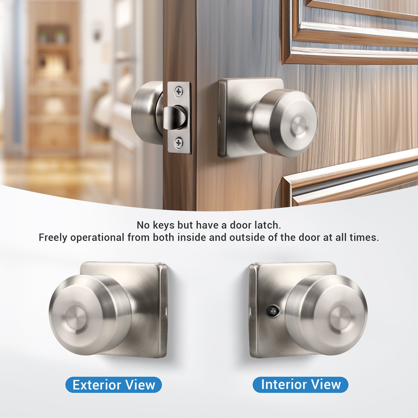 KNOBWELL Modern Square Interior Door Knobs-All Function