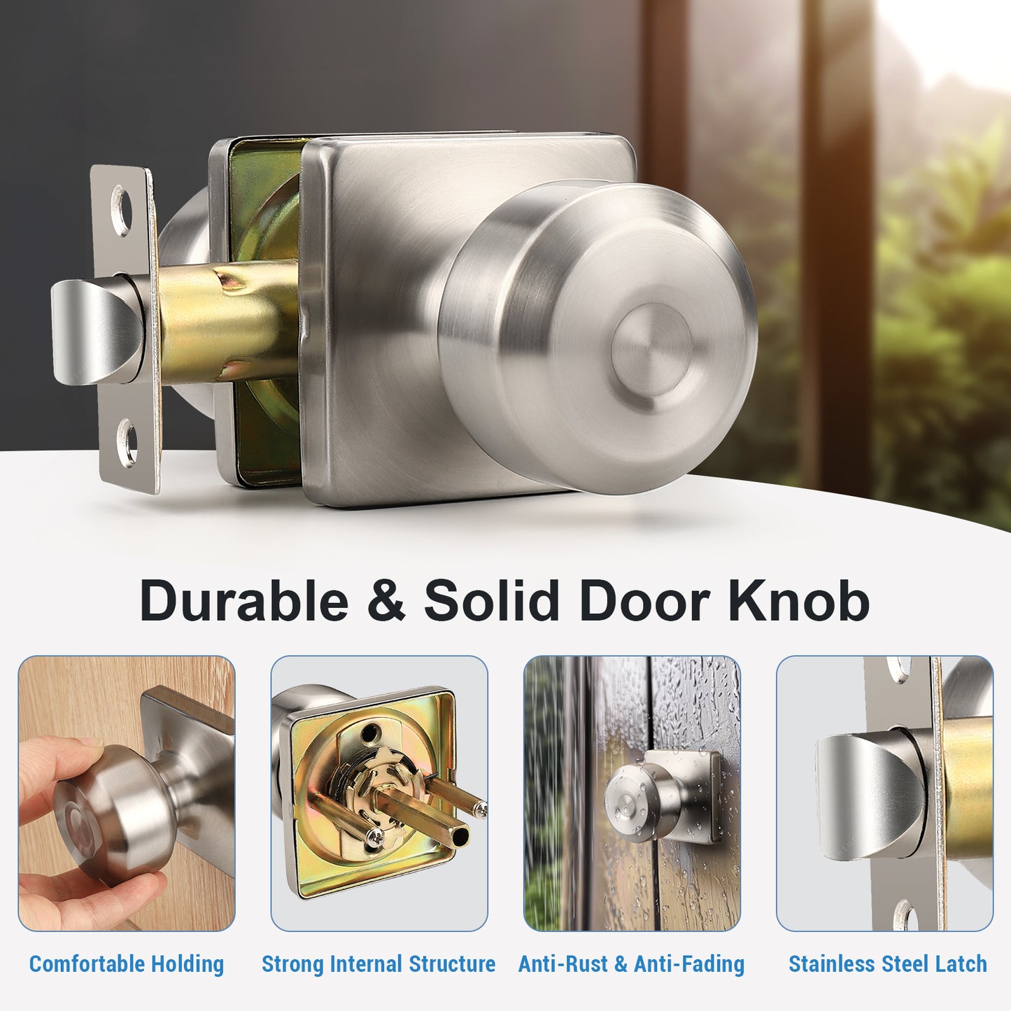 KNOBWELL Modern Square Interior Door Knobs-All Function