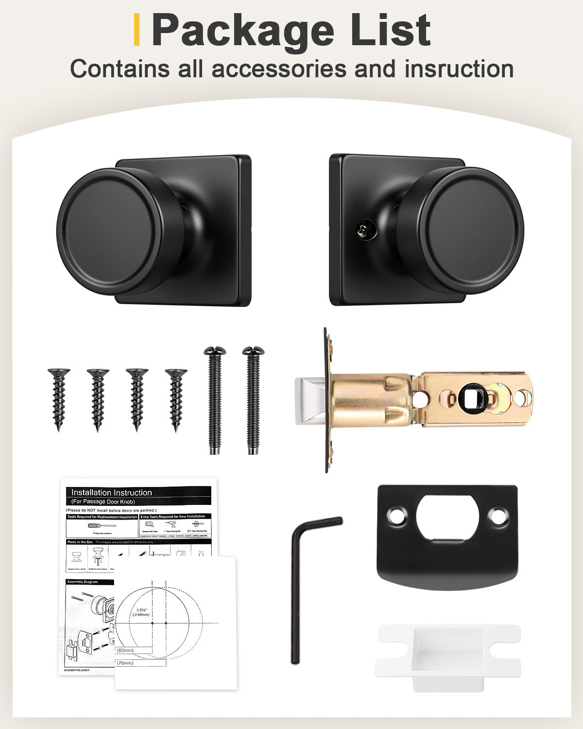 KNOBWELL 1 Pack Gold Door Knobs Interior, Privacy Door Knob for Bedroom or Bathroom, Square Shape Heavy Duty Zinc-Alloy Privacy Door Knob, Matte Gold Interior Door Knobs with Emergency Unlock