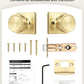 KNOBWELL 1 Pack Gold Door Knobs Interior, Privacy Door Knob for Bedroom or Bathroom, Square Shape Heavy Duty Zinc-Alloy Privacy Door Knob, Matte Gold Interior Door Knobs with Emergency Unlock