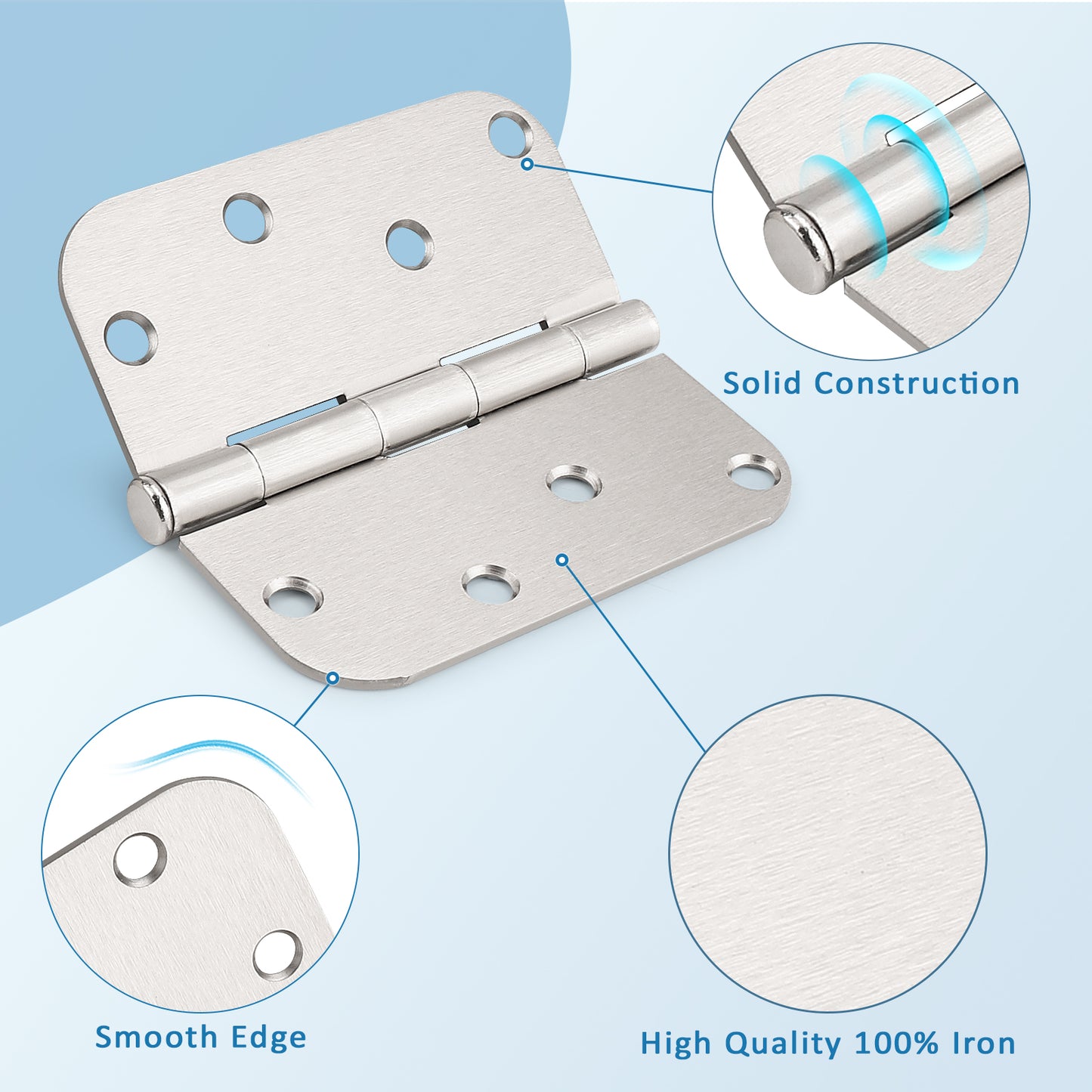 Satin Nickel  Door Hinges 4" x 4" with 5/8"