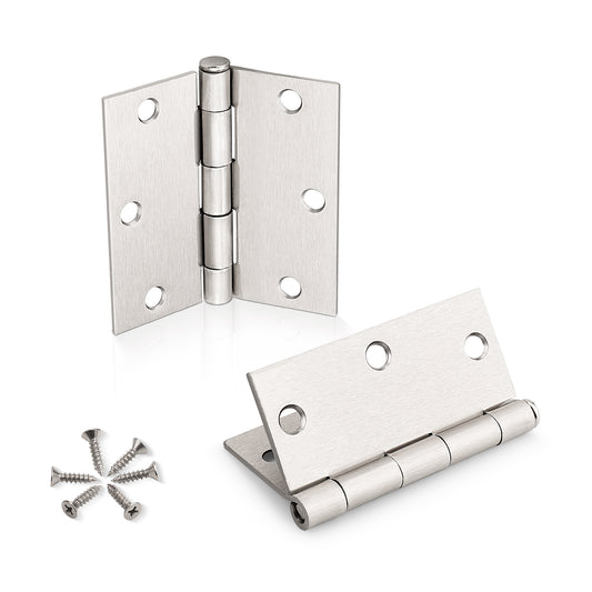 Satin Nickel Door Hinges - 3.5" x 3.5" inch - 1/4" Radius/ 5/8" Radius/ Square Corners - DH3535SN