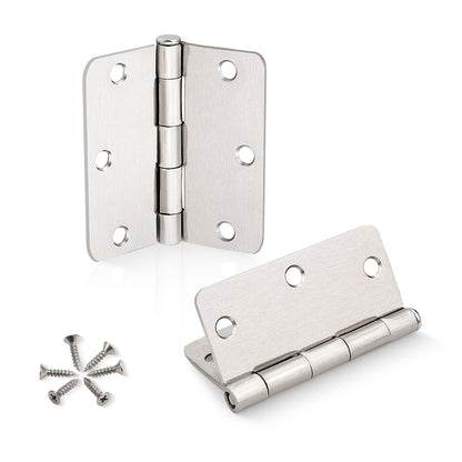 Satin Nickel Door Hinges - 3.5" x 3.5" inch - 1/4" Radius/ 5/8" Radius/ Square Corners - DH3535SN