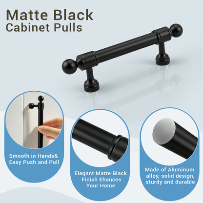 KNOBWELL Aluminum Alloy Solid Kitchen Cabinet Handles Drawer Pulls Cabinet Pulls - PD206A