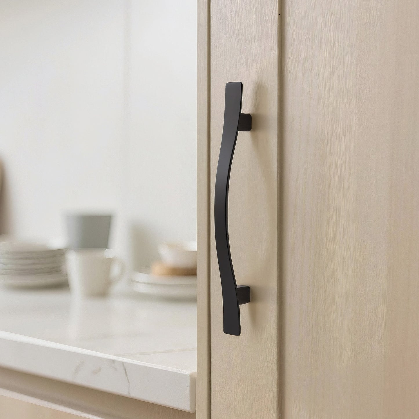 Wave Style Kitchen Cabinet Handles, Modern Dresser Drawer Pulls - Hole Spacing for 3-3/4'' - PD840