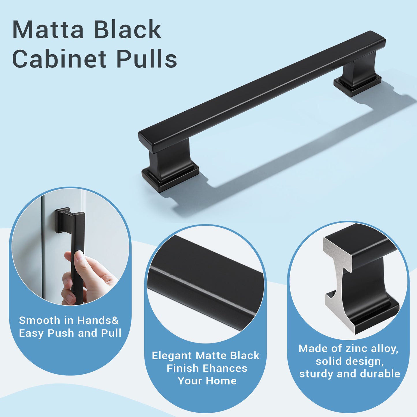 KNOBWELL Zinc Alloy Solid Kitchen Cabinet Handles Drawer Pulls - PD92002