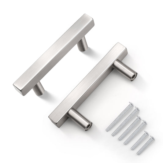 KNOBWELL Brushed Nickel Stainless Steel Cabinet Handles Drawer Pulls (2-1/2" - 12-3/5") - PDDJ16HSS