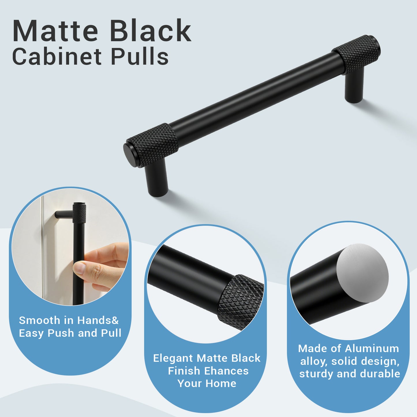 KNOBWELL Aluminum Alloy Solid Kitchen Cabinet Handles Drawer Pulls Cabinet Pulls - PDT02