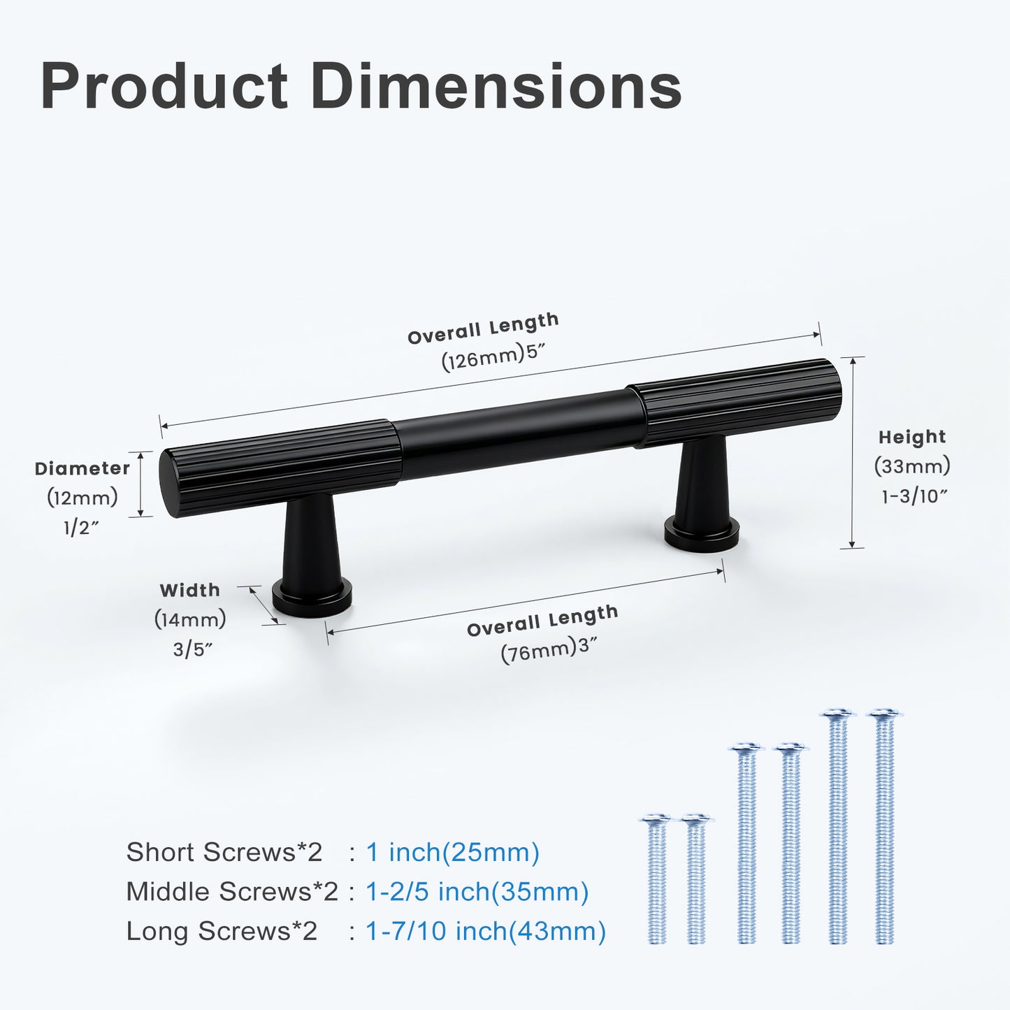 KNOBWELL Cabinet Pulls - Solid Cabinet Handles, Fade-Resistant Surface - Drawer Pulls Kitchen Hardware for Modern Dresser Cupboard Furniture-PDT04