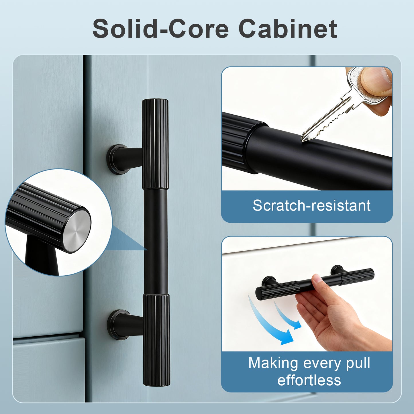 KNOBWELL Cabinet Pulls - Solid Cabinet Handles, Fade-Resistant Surface - Drawer Pulls Kitchen Hardware for Modern Dresser Cupboard Furniture-PDT04