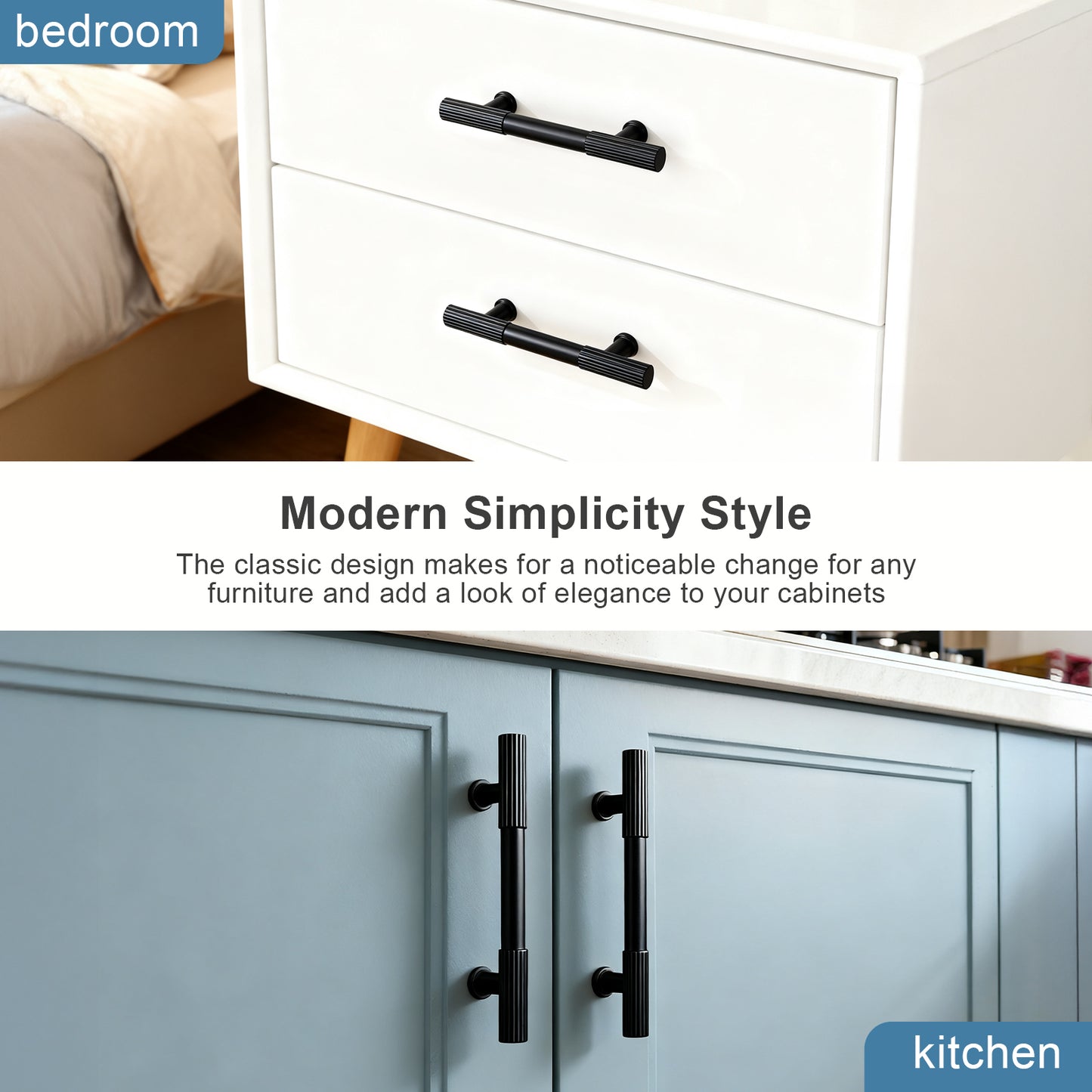 KNOBWELL Cabinet Pulls - Solid Cabinet Handles, Fade-Resistant Surface - Drawer Pulls Kitchen Hardware for Modern Dresser Cupboard Furniture-PDT04
