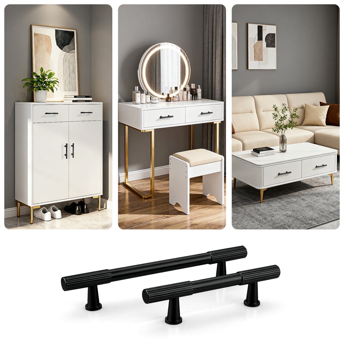 KNOBWELL Cabinet Pulls - Solid Cabinet Handles, Fade-Resistant Surface - Drawer Pulls Kitchen Hardware for Modern Dresser Cupboard Furniture-PDT04