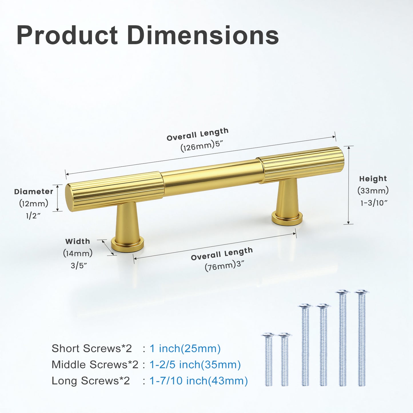 KNOBWELL Cabinet Pulls - Solid Cabinet Handles, Fade-Resistant Surface - Drawer Pulls Kitchen Hardware for Modern Dresser Cupboard Furniture-PDT04