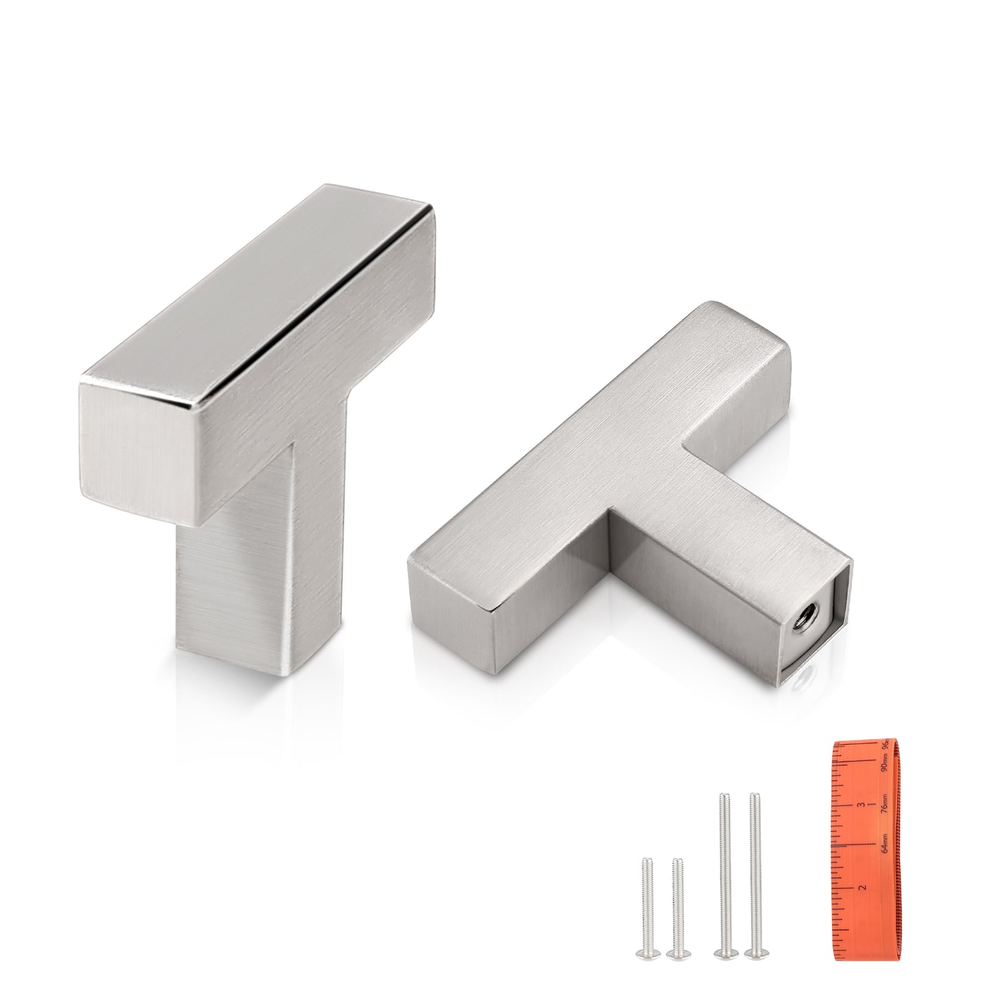 Brushed Nickel Square Cabinet Pulls Stainless Steel Modern Handles for Kitchen Cupboards/Drawers (Single Hole - 12-3/5'') - PDDJ27HSS