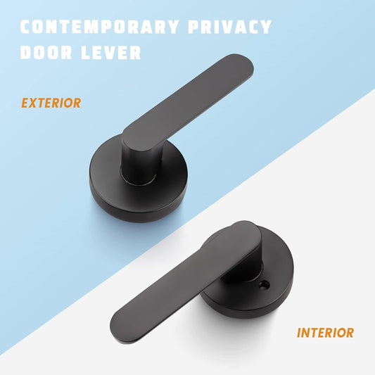 Front and back view of KNOBWELL Black Passage Door Handle Sets Without Lock For Hallway