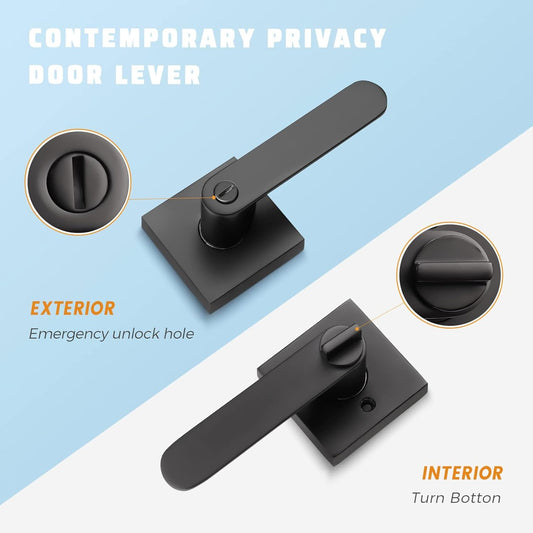 Front and back view of KNOBWELL Heavy Duty Privacy Keyless Door Lock With Handle