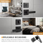Front and back view of Knobwell Modern Black Passage Door Lever With Single Cylinder Deadbolt Lock