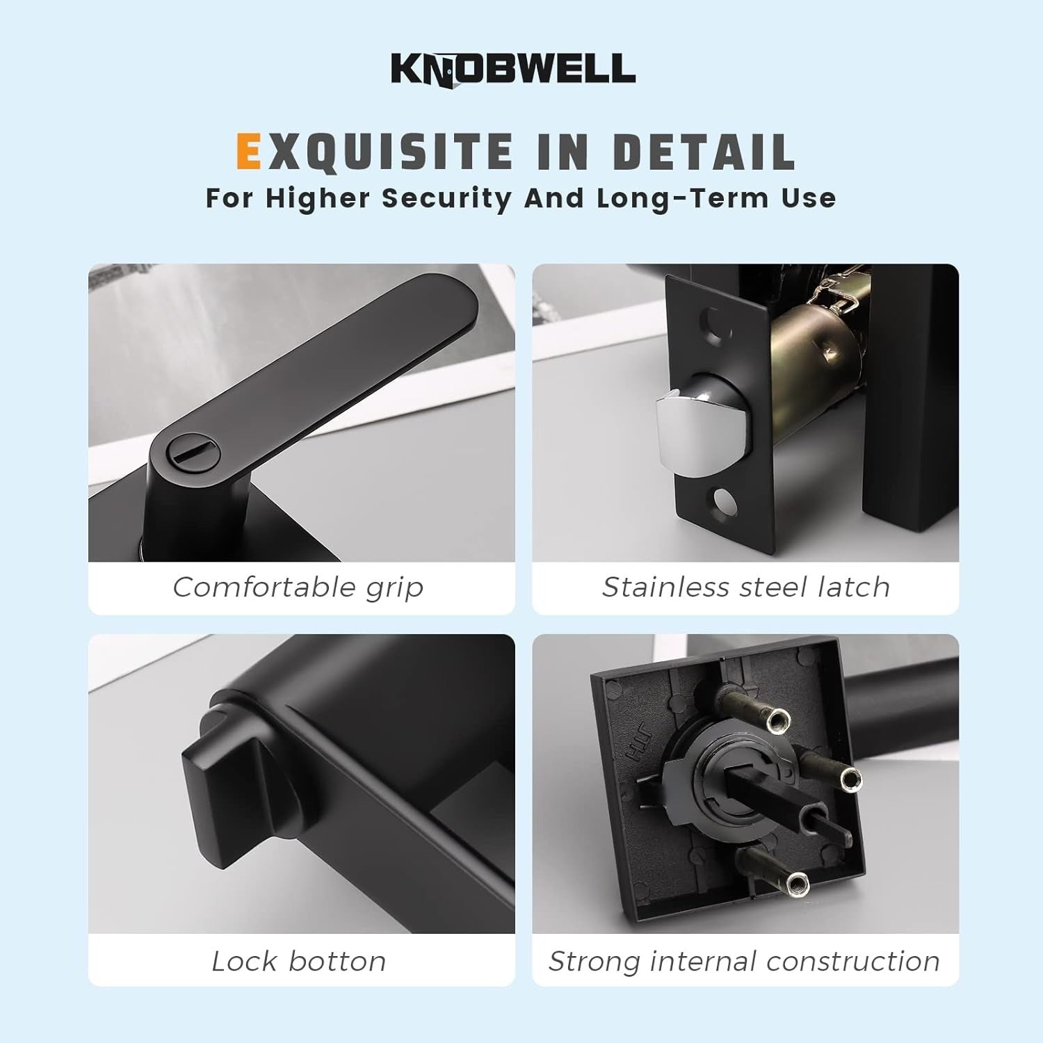 Close-up of KNOBWELL Heavy Duty Privacy Keyless Door Lock With Handle