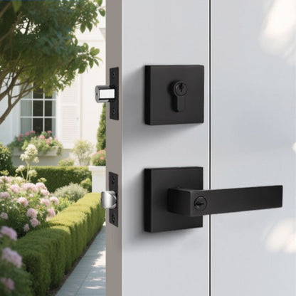 KNOBWELL Heavy Duty Double Cylinder Keyed Entry Door Lever with Deadbolt