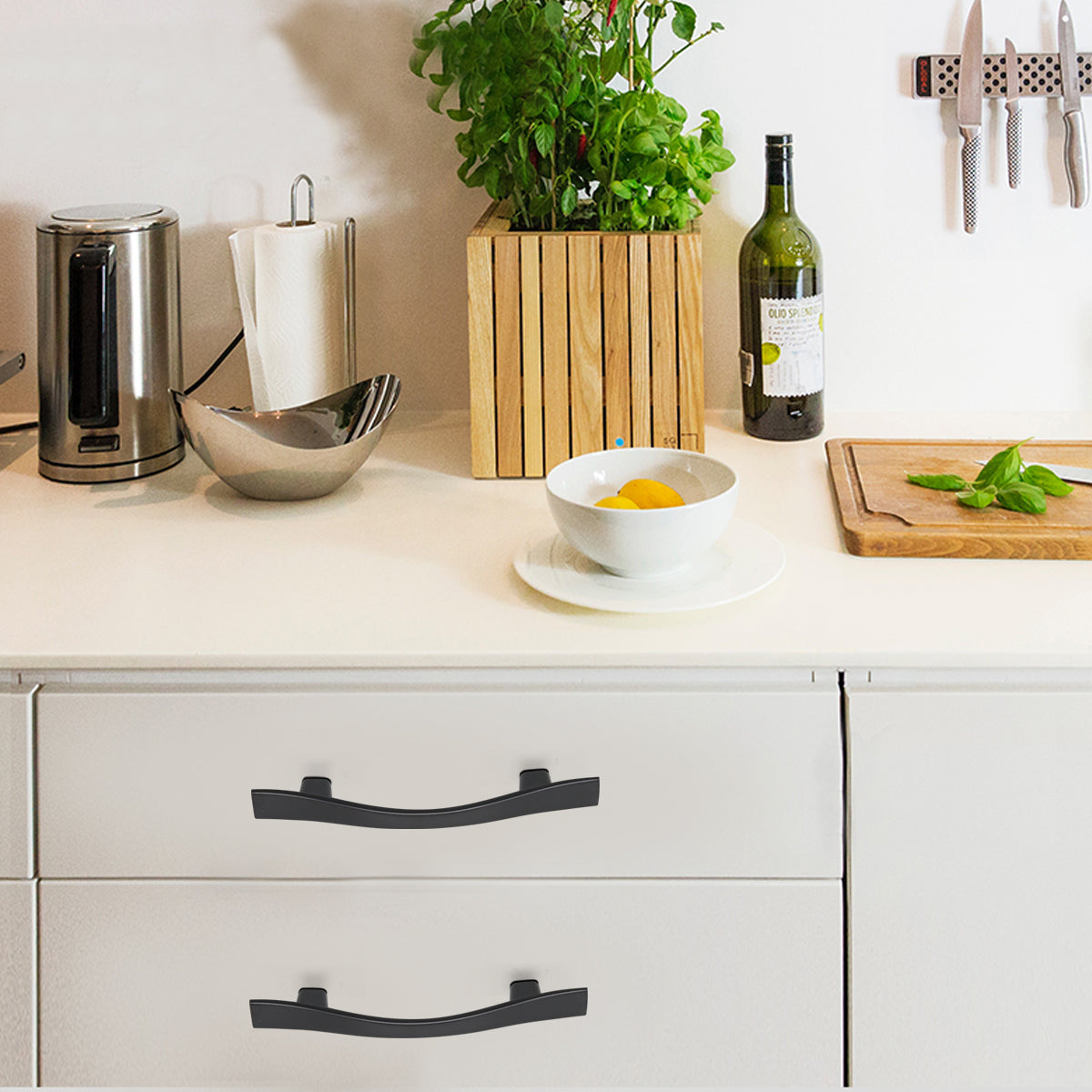 Wave Style Black/Bronze Kitchen Cabinet Handles, Modern Dresser Drawer Pulls - Hole Spacing for 3'' Wave Style Black/Bronze Kitchen Cabinet Handles, Modern Dresser Drawer Pulls - Hole Spacing for 3''