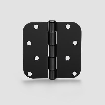 Matte Black Door Hinges - 4" x 4" inch - 5/8" Radius - DH0404BK