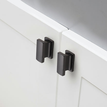 Matte Black Rectangle Kitchen Cabinet Knobs, Decorative Dresser Drawer Pulls - PS92001BK